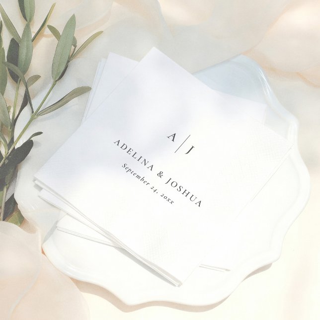 Simple Typography Minimalist Monogram Wedding Serviette (Von Creator hochgeladen)