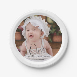 Simple Typography Photo First Birthday Pappteller