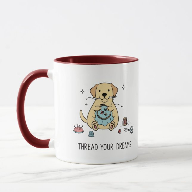 Simple Vibes Yellow Dog Sewing & Embroidery Art  Tasse (Links)
