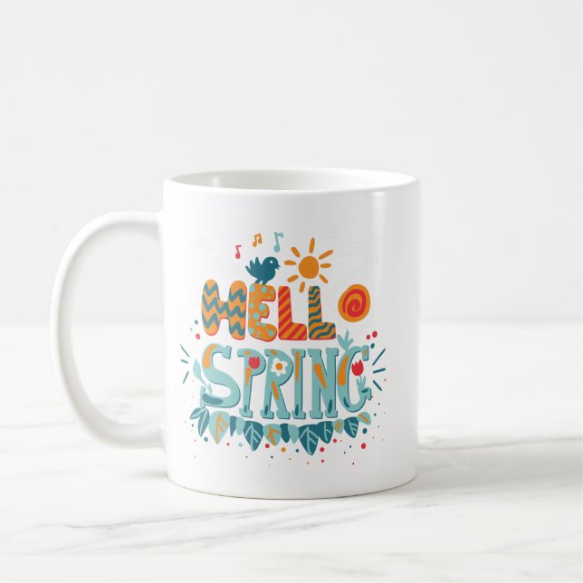 Simple Vibranine Hello Spring Blume Blätter Sunshi Kaffeetasse (Links)