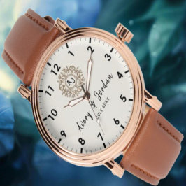 Simple Vintage Monogram Couple Names Armbanduhr