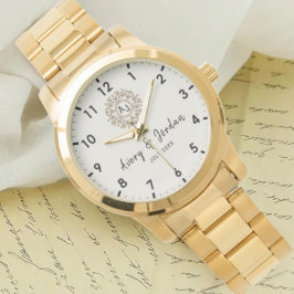 Simple Vintage Monogram Couple Names Armbanduhr