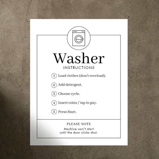 Simple Washer Instructions Laundromat Wall Poster (Von Creator hochgeladen)