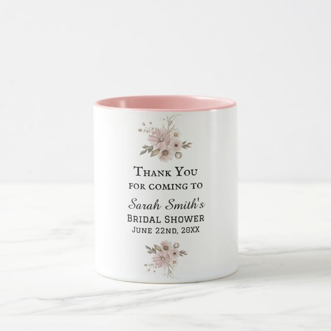 Simple Watercolor Floral Bridal Shower Thank You Tasse (Zentrum)