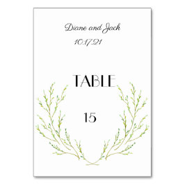 Simple Watercolor Laurel Wreath Tischnummer