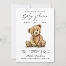 Simple Watercolor Little Bear Baby Shower Einladung
