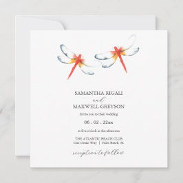 Simple Watercolor Red Dragonfly Wedding Invite Einladung