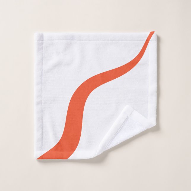 Simple Waves 3 - Orange und Weiß Badhandtuch Set (Waschlappen)