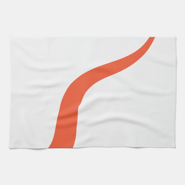 Simple Waves 3 - Orange und Weiß Geschirrtuch (Horizontal)