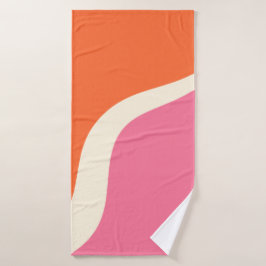 Simple Waves 3 - Rosa, Orange und Creme Badhandtuch Set