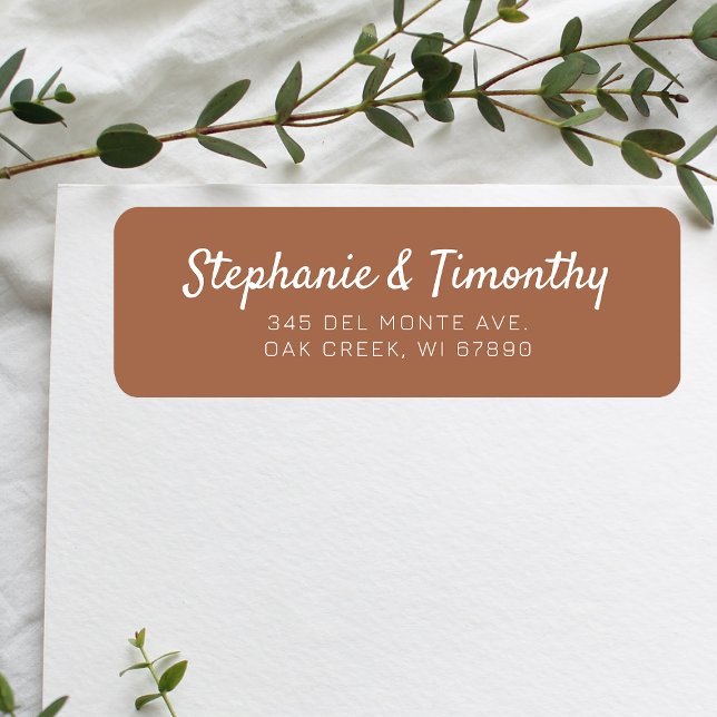 Simple Wedding Burnt-Orange-Rücksendeadresse (Effortlessly manage wedding correspondence with our simple return labels, ensuring seamless mailing.)