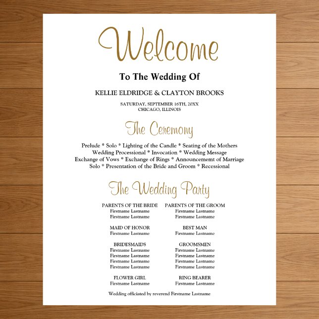 Simple Wedding Ceremony Program Poster (Von Creator hochgeladen)