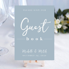 Simple Wedding Dusty Blue Calligraphy Gästebuch