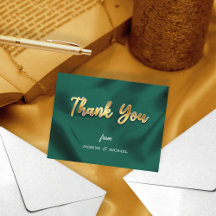 Simple Wedding Emerald Green & Gold Script Classic