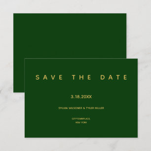 Simple Wedding Emerald Green Minimalistisch Save The Date