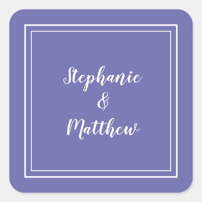 Simple Wedding Modern Periwinkle Blue Vielen Dank Quadratischer Aufkleber (Vorderseite)
