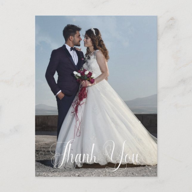 Simple Wedding Photo Add Your Greeting Thank You Postkarte (Vorderseite)