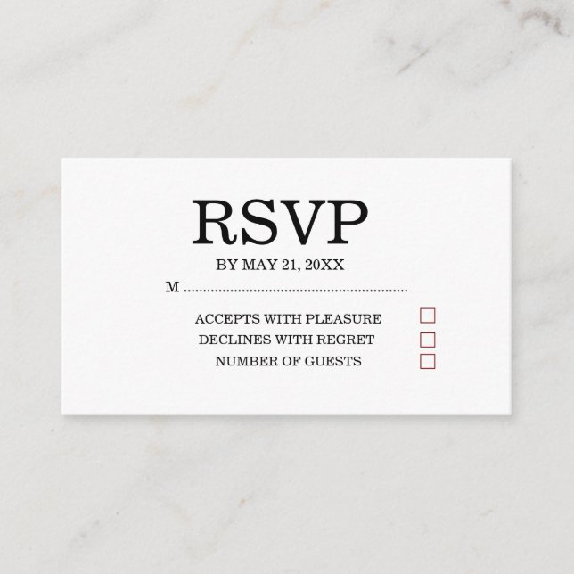 Simple Wedding RSVP Enclosure Card Begleitkarte (Vorderseite)