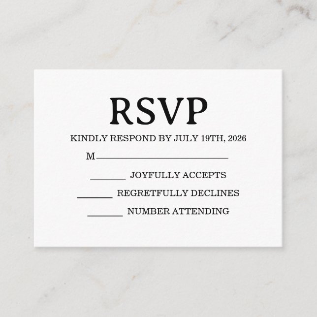 Simple Wedding RSVP Enclosure Card Begleitkarte (Vorderseite)