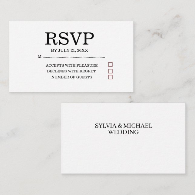 Simple Wedding RSVP Enclosure Card Begleitkarte (Vorne/Hinten)