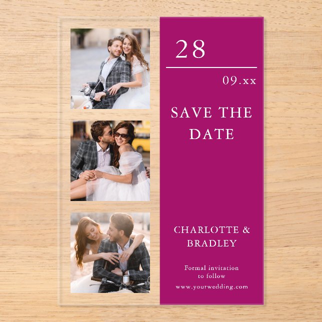 Simple Wedding Save The Date Photo Picture Acryleinladungen (Vorderseite)