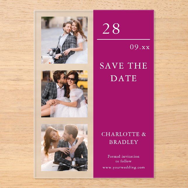 Simple Wedding Save The Date Photo Picture Acryleinladungen (Vorderseite)