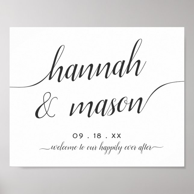 Simple Wedding Welcome Sign Trendy Calligraphy Poster (Vorne)