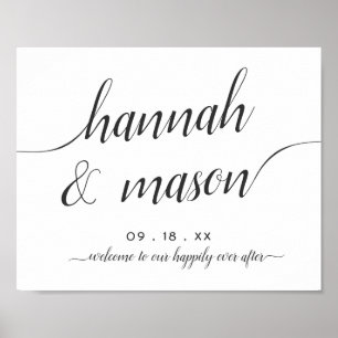 Simple Wedding Welcome Sign Trendy Calligraphy Poster
