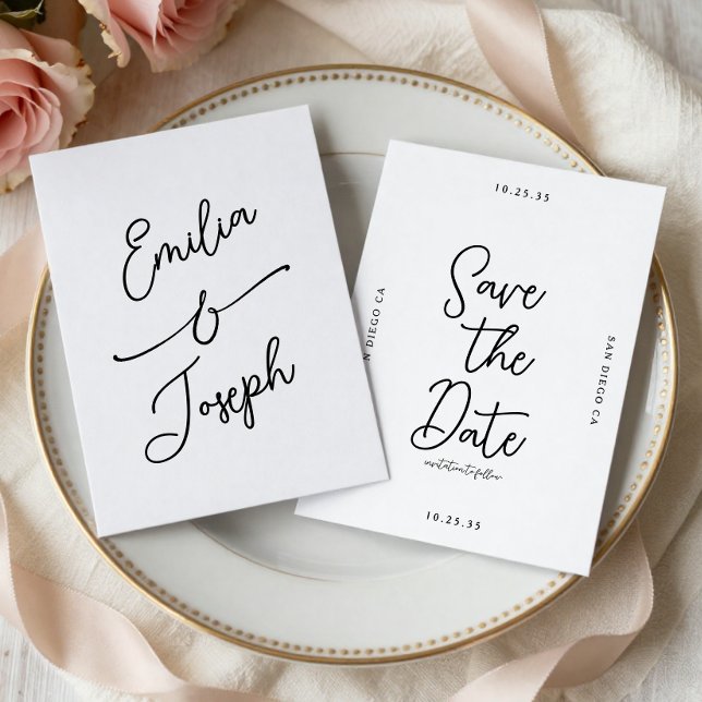 Simple Whimsical Handwritten Save the Date Wedding (Von Creator hochgeladen)
