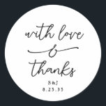 Simple Whimsical Love and Thanks Handwritten Runder Aufkleber<br><div class="desc">Simple Whimsical Love and Thanks Handwritten Classic Round Sticker</div>