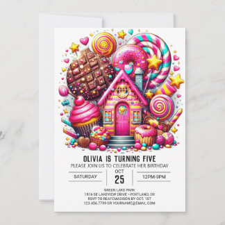 Simple Whimsy Candyland Digital Geburtstag Einladung