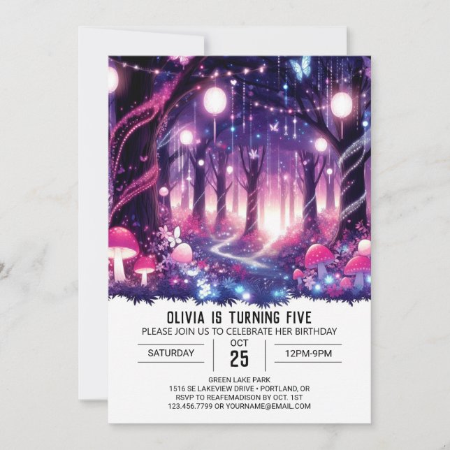 Simple Whimsy Woodland Digital Geburtstag Einladung (Vorderseite)