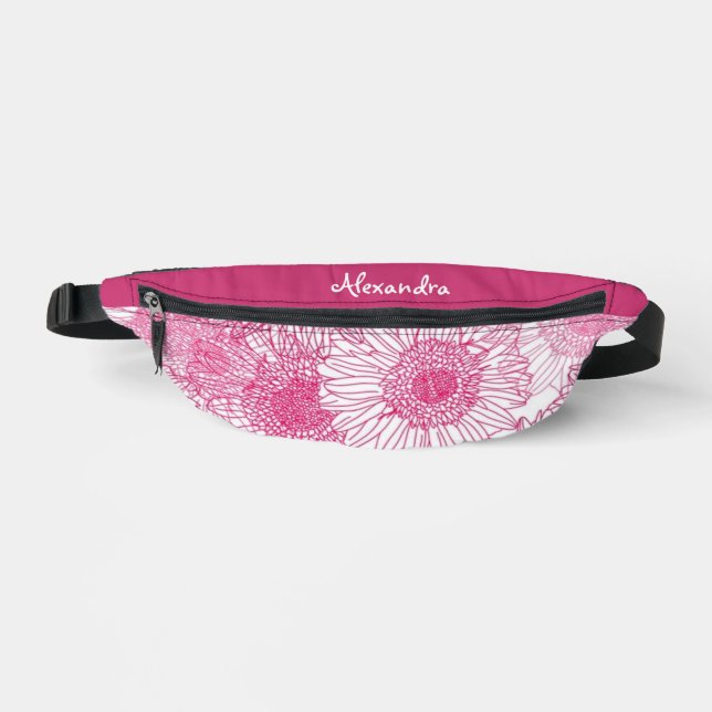 Simple White and Pink Floral Seamless Pattern  Bauchtasche (Vorderseite)