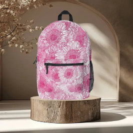Simple White and Pink Floral Seamless Pattern Bedruckter Rucksack