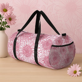 Simple White and Pink Floral Seamless Pattern  Duffle Bag