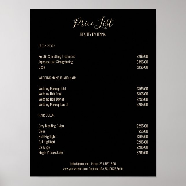 Simple White Beige Preislisten Poster (Vorne)