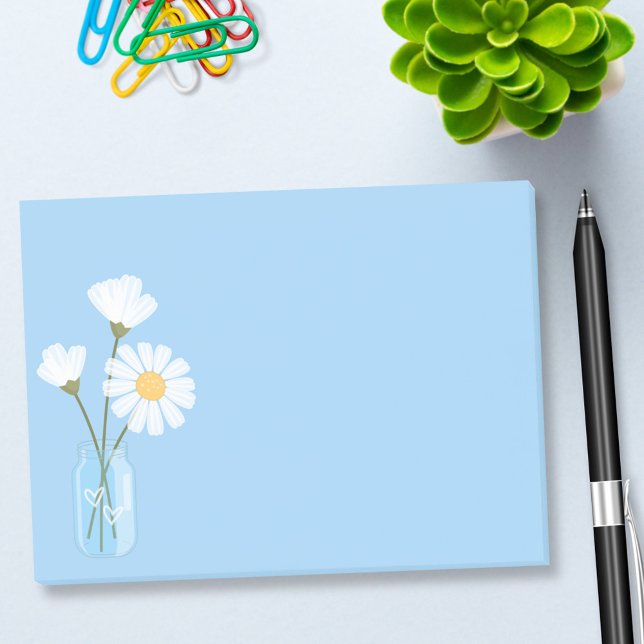 Simple White Daisies Mason Jar Hearts Bouquet Post-it Klebezettel (Von Creator hochgeladen)
