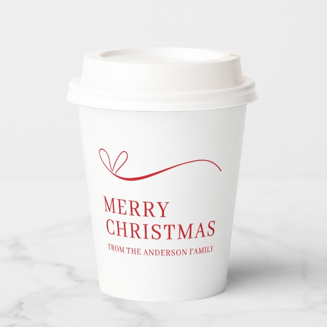 Simple white red modern Merry Christmas Pappbecher (Vorderseite)