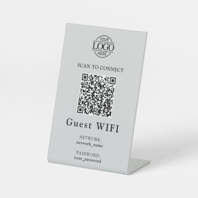 Simple Wifi Password &  Network | Business QR Code Sockelschild (Vorderseite)