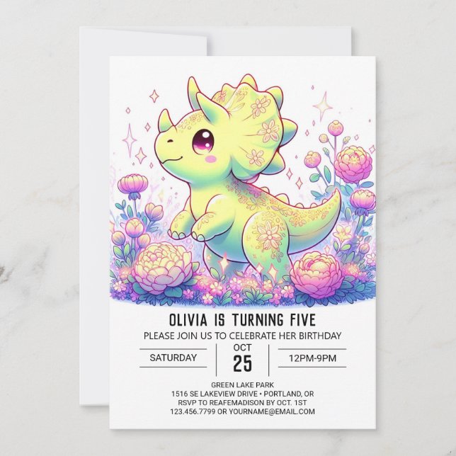 Simple Wild Dinosaur Digital Geburtstag Einladung (Vorderseite)