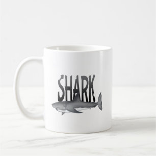 Simple Wildlife Animal Ocean Shark Typografy Kaffeetasse