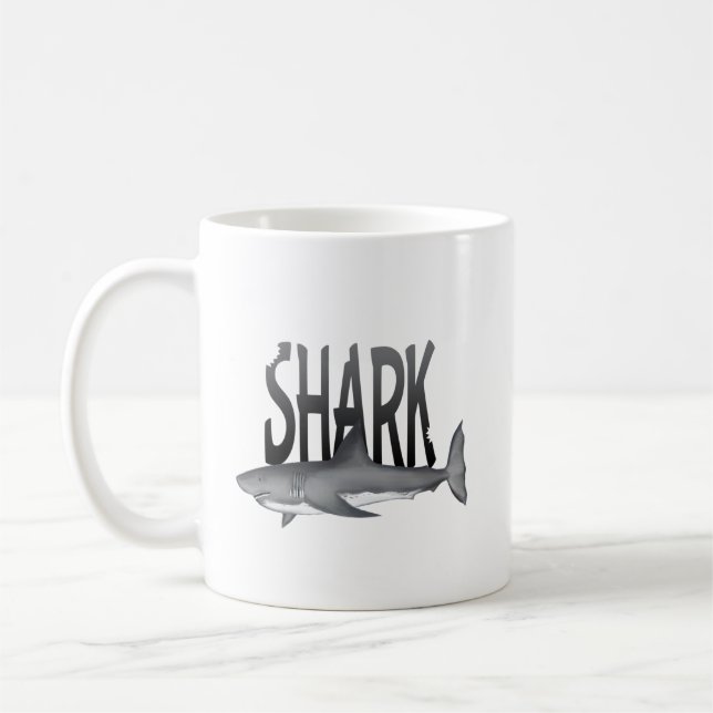 Simple Wildlife Animal Ocean Shark Typografy Kaffeetasse (Links)