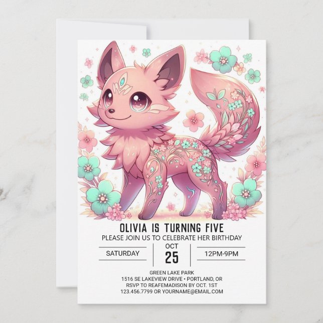 Simple Woodland Wolf Digital Geburtstag Einladung (Vorderseite)