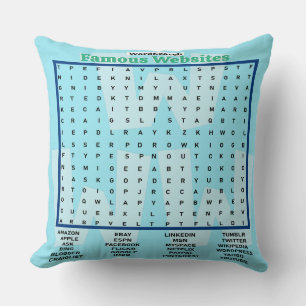 Simple Word Search Berühmte Websites Kissen
