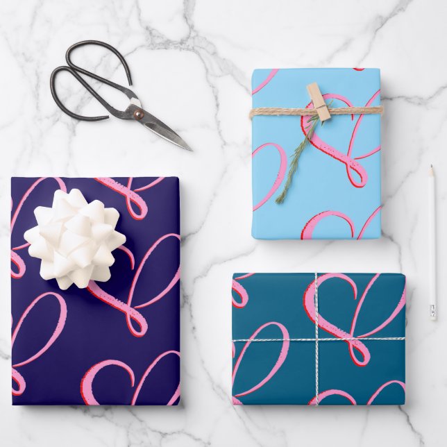 Simple Wrapping Paper Flat Sheet Set of 3 Geschenkpapier Set (Vorderseite)