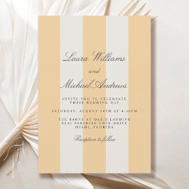 Simple Yellow and White Cabana Stripes Wedding Einladung