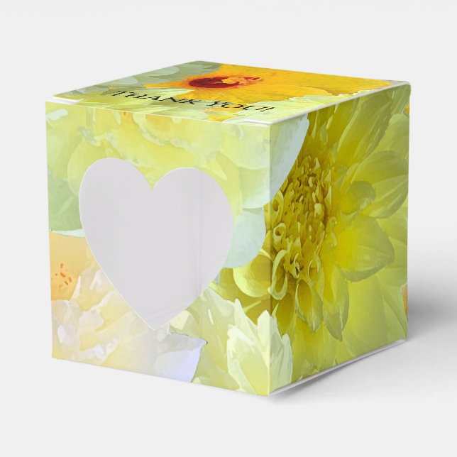 Simple Yellow Floral Watercolor Heart Cutout Cube Geschenkschachtel (Vorderseite)