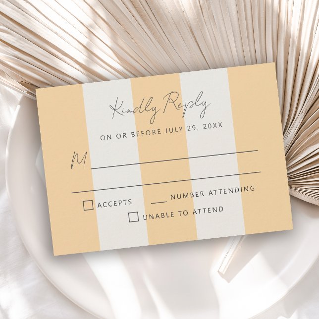 Simple Yellow OffWhite Cabana Stripes Wedding RSVP (Von Creator hochgeladen)