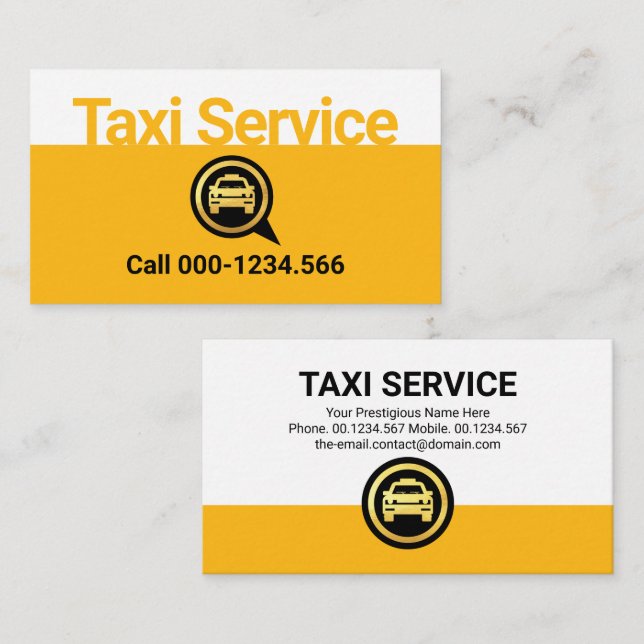Simple Yellow Taxi Service Layer Visitenkarte (Vorne/Hinten)