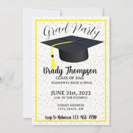 Simple Yellow Two Foto Graduation Party Einladung